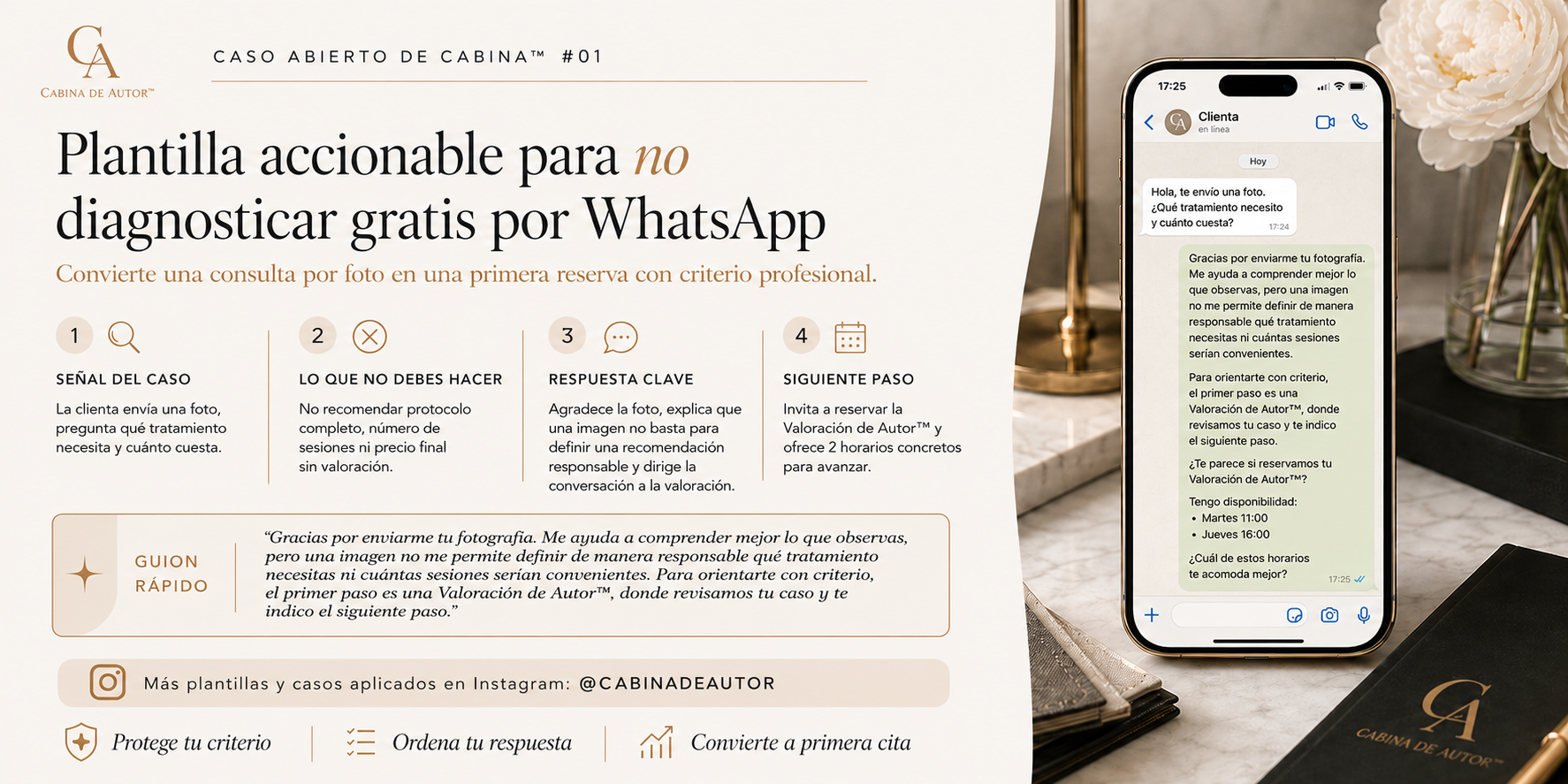 Caso abierto de cabina — WhatsApp de una clienta enviando una fotografía